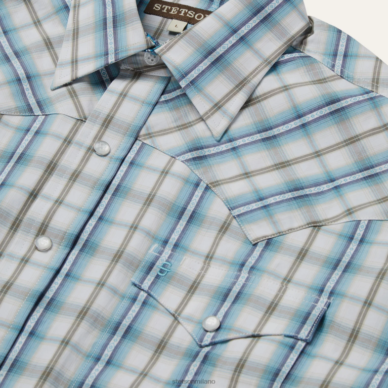 Stetson camicia a quadri turchese vintage 6BP6J349 abbigliamento blu uomini