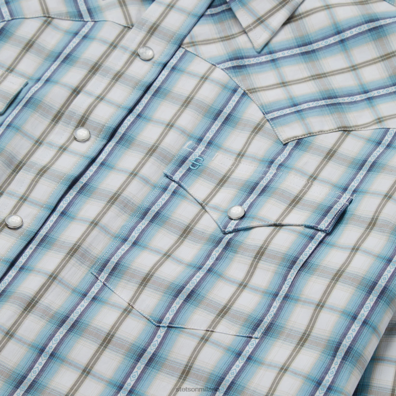 Stetson camicia a quadri turchese vintage 6BP6J349 abbigliamento blu uomini