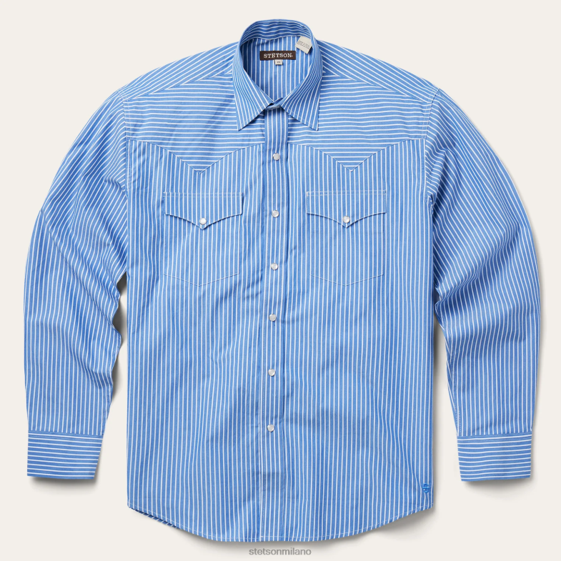 Stetson camicia a righe western 6BP6J298 abbigliamento blu uomini