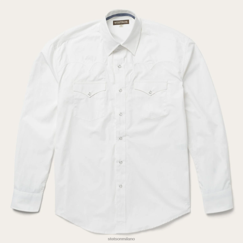 Stetson camicia classica in popeline con bottoni a pressione 6BP6J323 abbigliamento bianco uomini