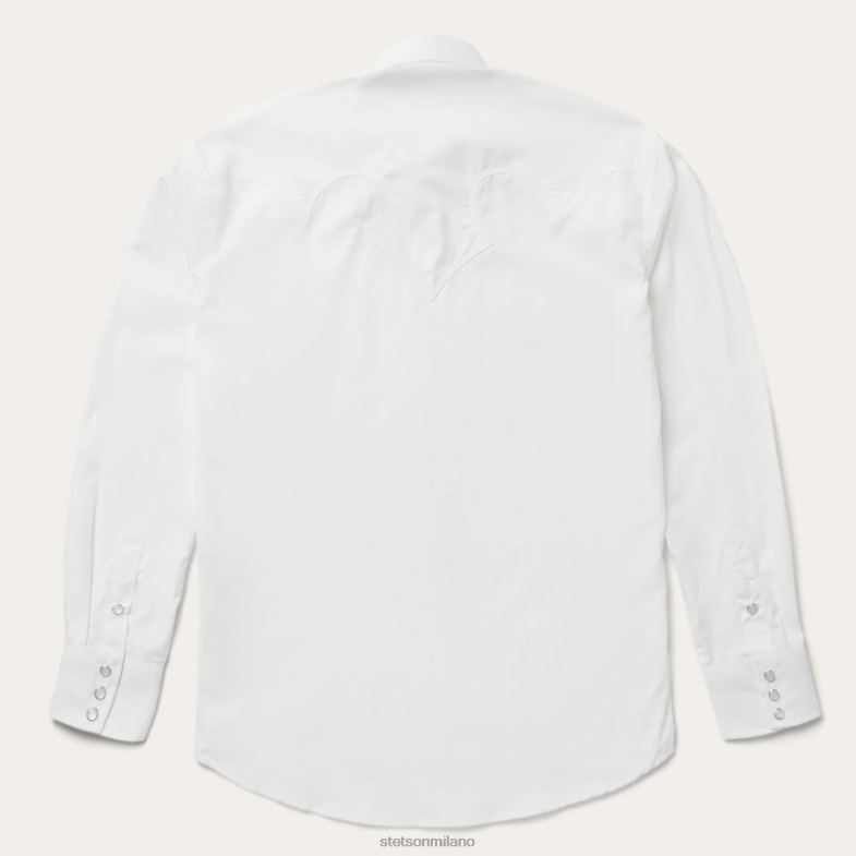 Stetson camicia classica in popeline con bottoni a pressione 6BP6J323 abbigliamento bianco uomini