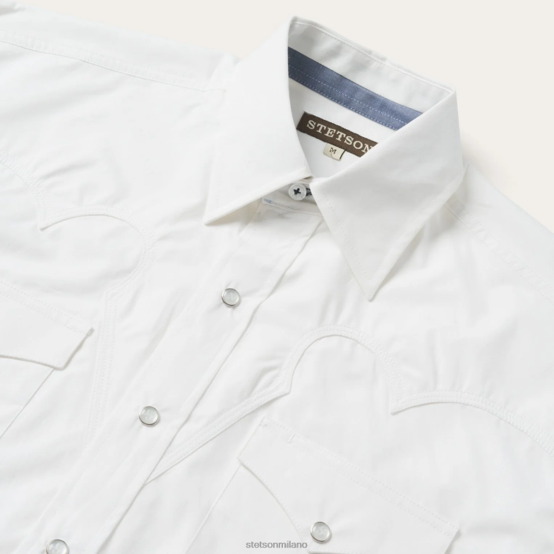 Stetson camicia classica in popeline con bottoni a pressione 6BP6J323 abbigliamento bianco uomini