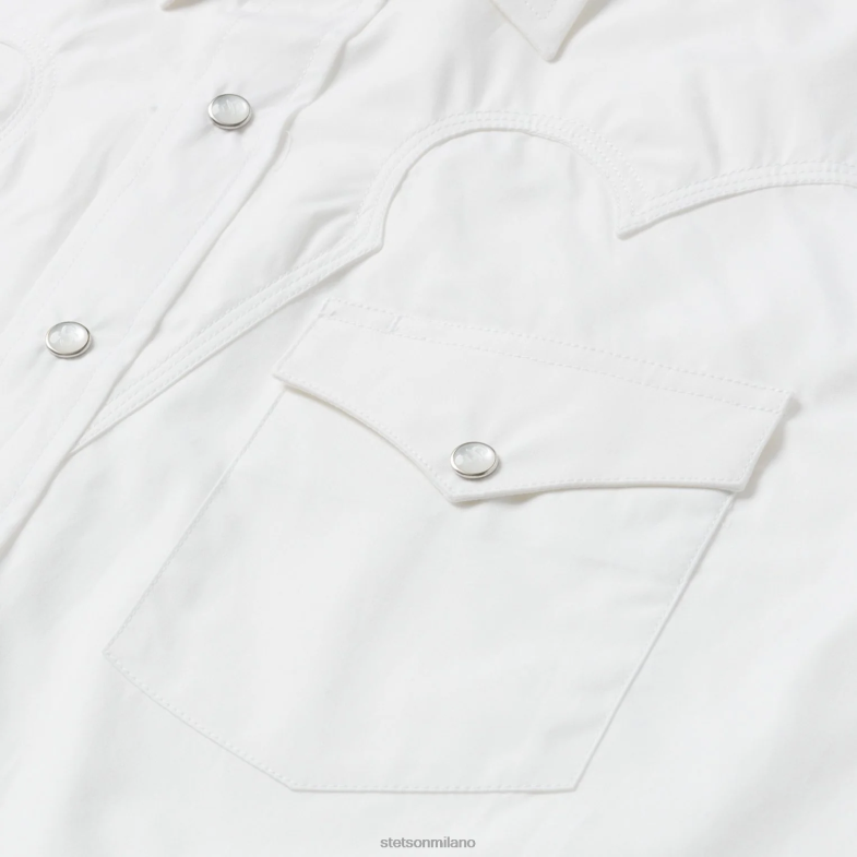 Stetson camicia classica in popeline con bottoni a pressione 6BP6J323 abbigliamento bianco uomini