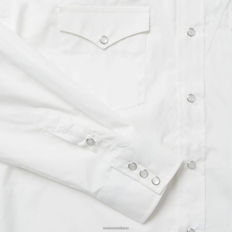Stetson camicia classica in popeline con bottoni a pressione 6BP6J323 abbigliamento bianco uomini