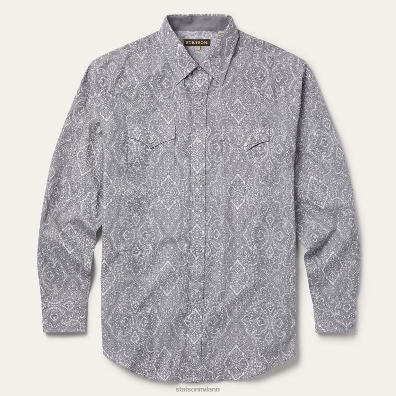 Stetson camicia con bottoni automatici Highland Paisley 6BP6J352 abbigliamento grigio uomini