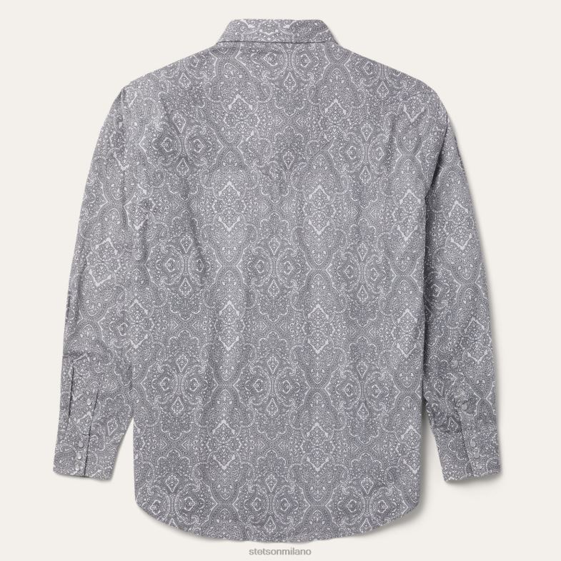 Stetson camicia con bottoni automatici Highland Paisley 6BP6J352 abbigliamento grigio uomini