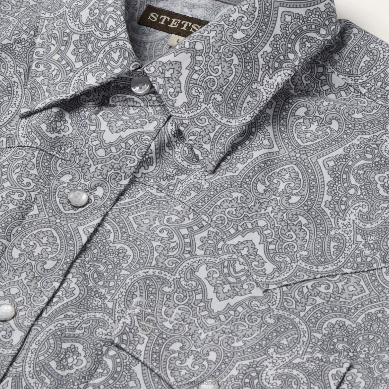 Stetson camicia con bottoni automatici Highland Paisley 6BP6J352 abbigliamento grigio uomini
