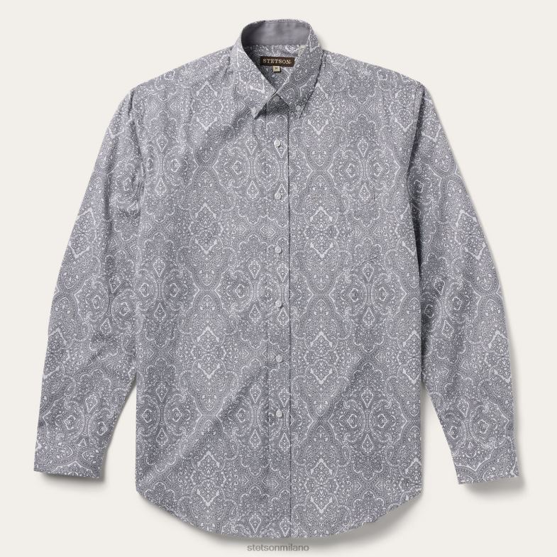 Stetson camicia con bottoni sul davanti con motivo cachemire Highland 6BP6J354 abbigliamento grigio uomini