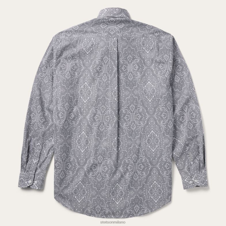 Stetson camicia con bottoni sul davanti con motivo cachemire Highland 6BP6J354 abbigliamento grigio uomini
