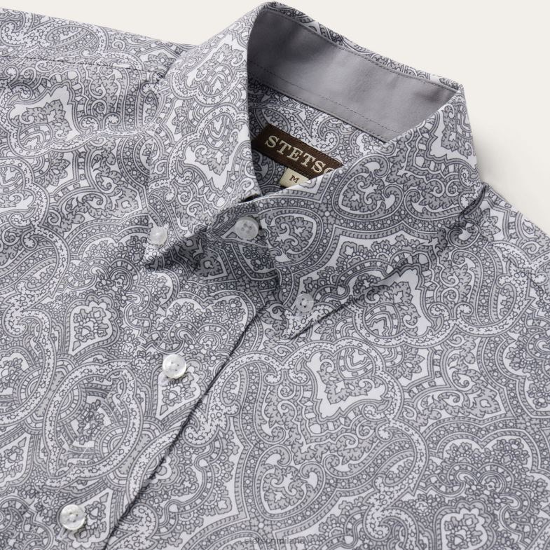 Stetson camicia con bottoni sul davanti con motivo cachemire Highland 6BP6J354 abbigliamento grigio uomini