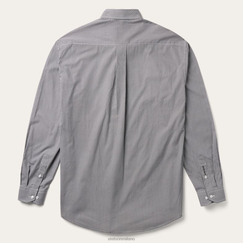 Stetson camicia con bottoni sul davanti e stampa geografica 6BP6J325 abbigliamento grigio uomini