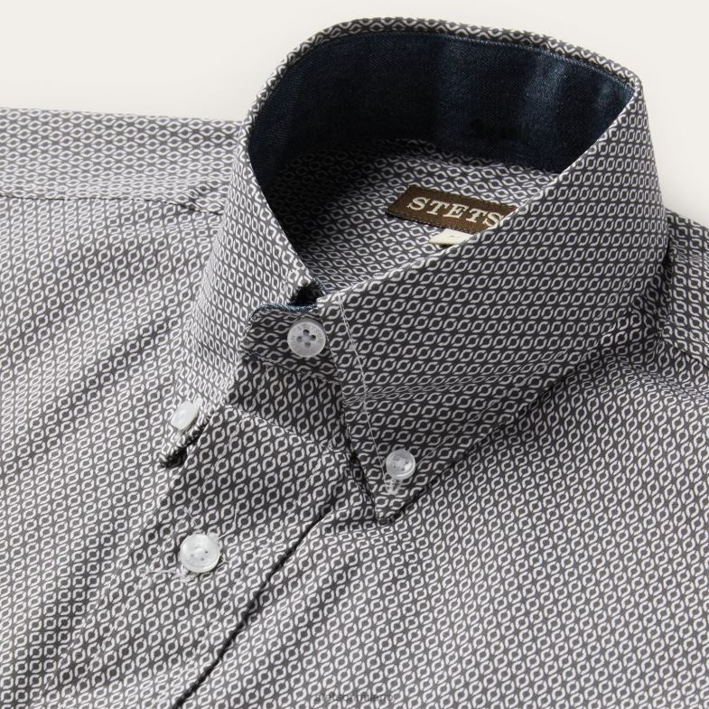 Stetson camicia con bottoni sul davanti e stampa geografica 6BP6J325 abbigliamento grigio uomini