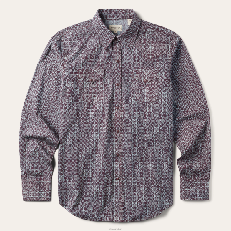 Stetson camicia con griglia chevron 6BP6J344 abbigliamento marrone uomini