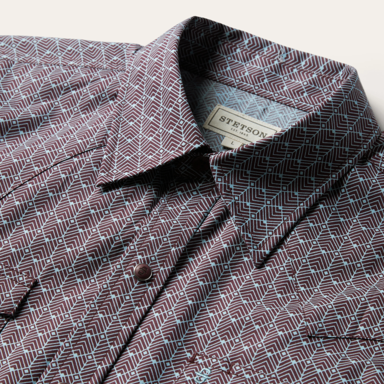 Stetson camicia con griglia chevron 6BP6J344 abbigliamento marrone uomini