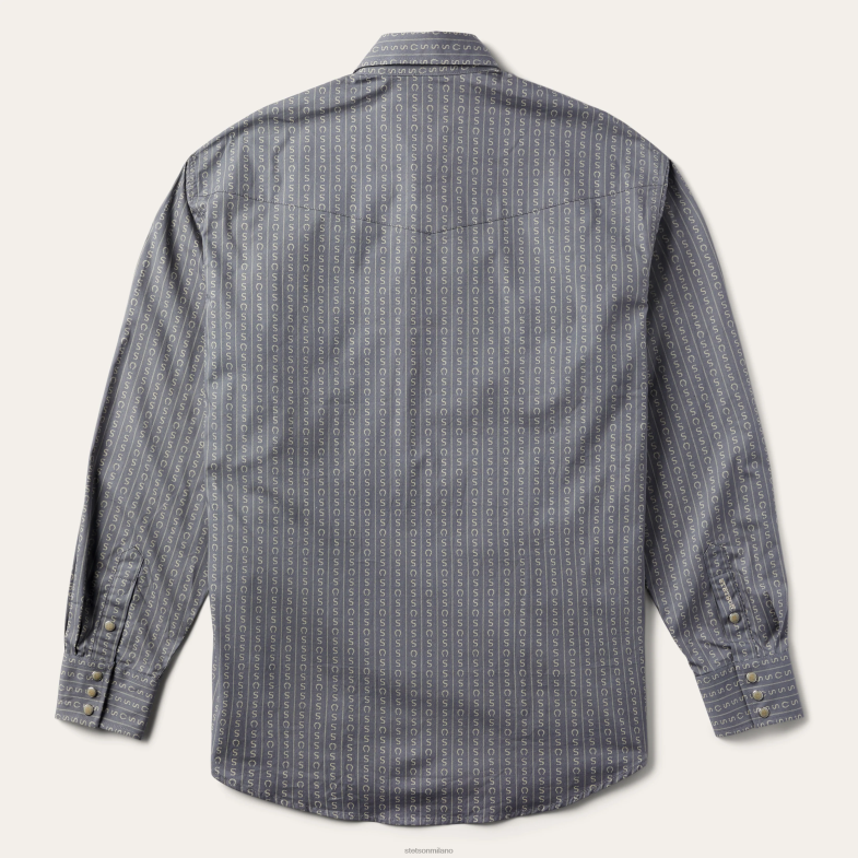 Stetson camicia con stampa a righe a ferro di cavallo 6BP6J342 abbigliamento grigio uomini