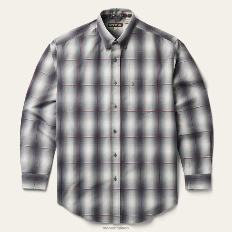 Stetson camicia frontale con bottoni scozzese color fumo 6BP6J316 abbigliamento grigio uomini