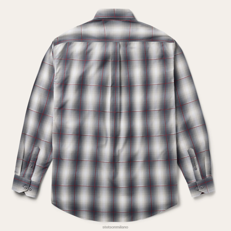 Stetson camicia frontale con bottoni scozzese color fumo 6BP6J316 abbigliamento grigio uomini