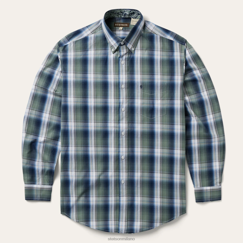 Stetson camicia frontale con bottoni scozzesi con diamanti fortunati 6BP6J317 abbigliamento verde uomini