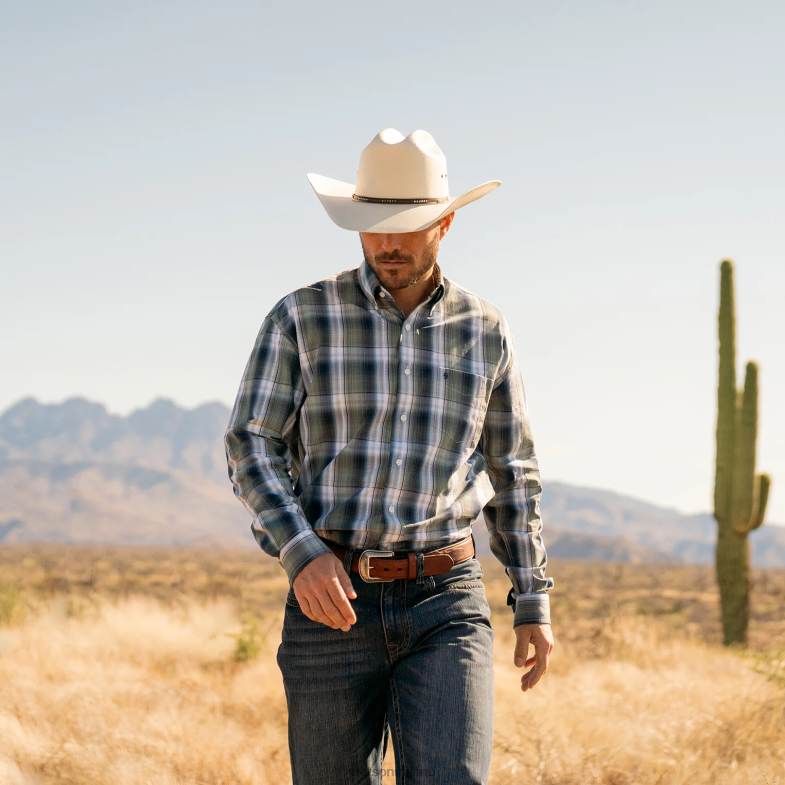 Stetson camicia frontale con bottoni scozzesi con diamanti fortunati 6BP6J317 abbigliamento verde uomini