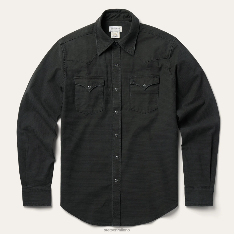 Stetson camicia in denim con cordoncino antracite 6BP6J301 abbigliamento grigio uomini