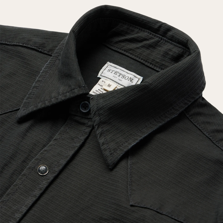 Stetson camicia in denim con cordoncino antracite 6BP6J301 abbigliamento grigio uomini
