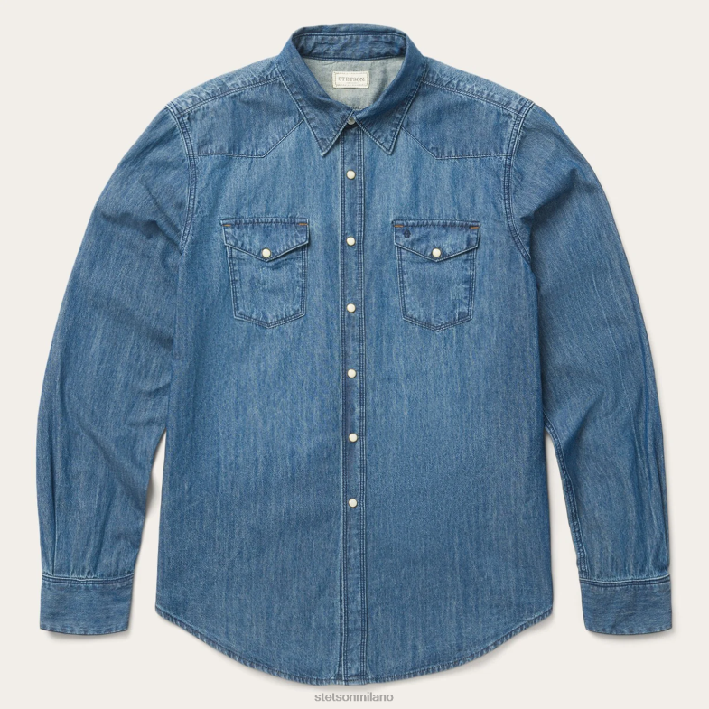Stetson camicia in denim medio 6BP6J337 abbigliamento blu uomini