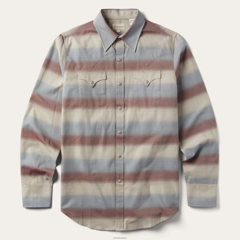 Stetson camicia in twill a righe sfumate 6BP6J341 abbigliamento vino uomini