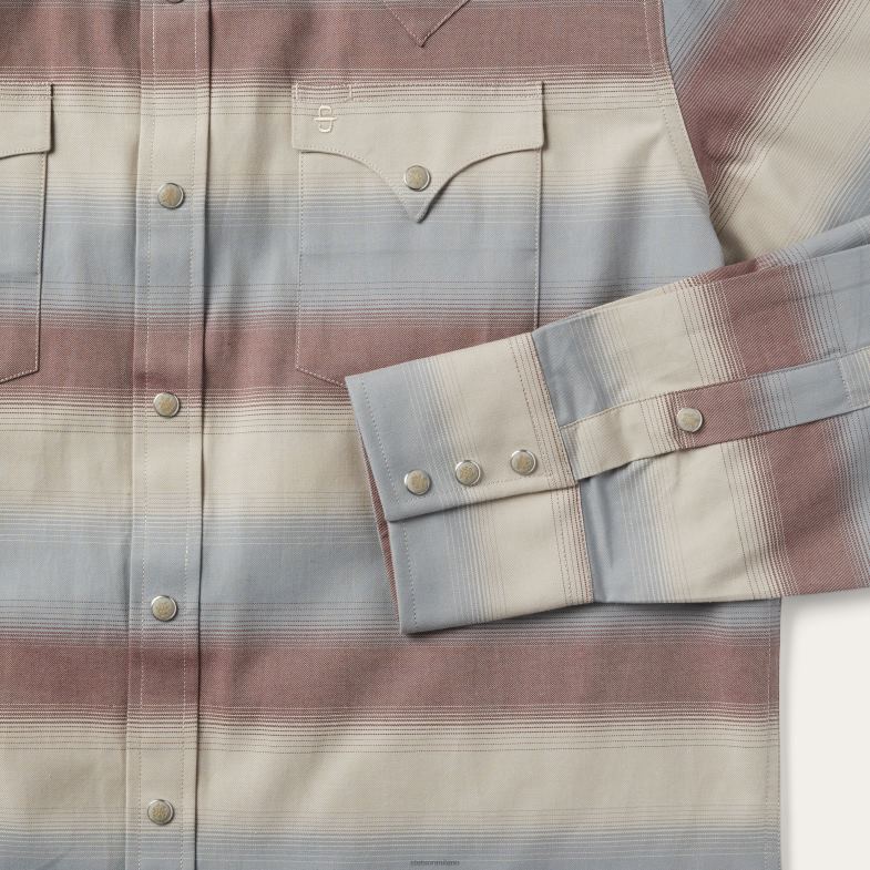Stetson camicia in twill a righe sfumate 6BP6J341 abbigliamento vino uomini