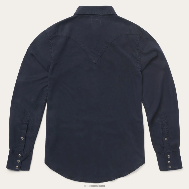 Stetson camicia in twill blu scuro 6BP6J315 abbigliamento blu uomini
