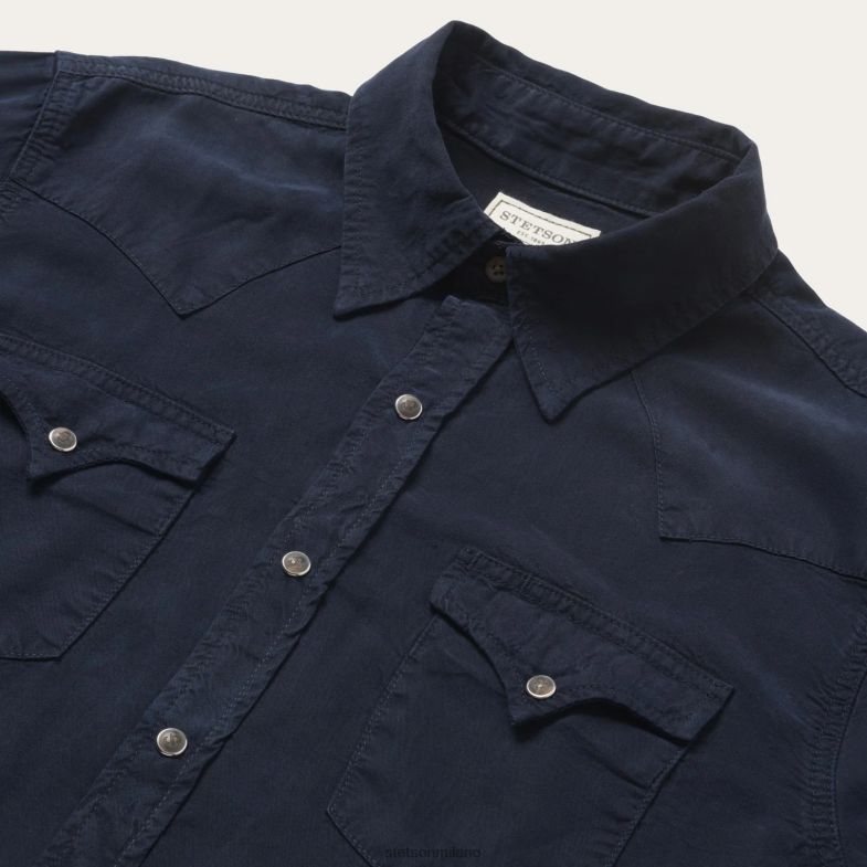 Stetson camicia in twill blu scuro 6BP6J315 abbigliamento blu uomini