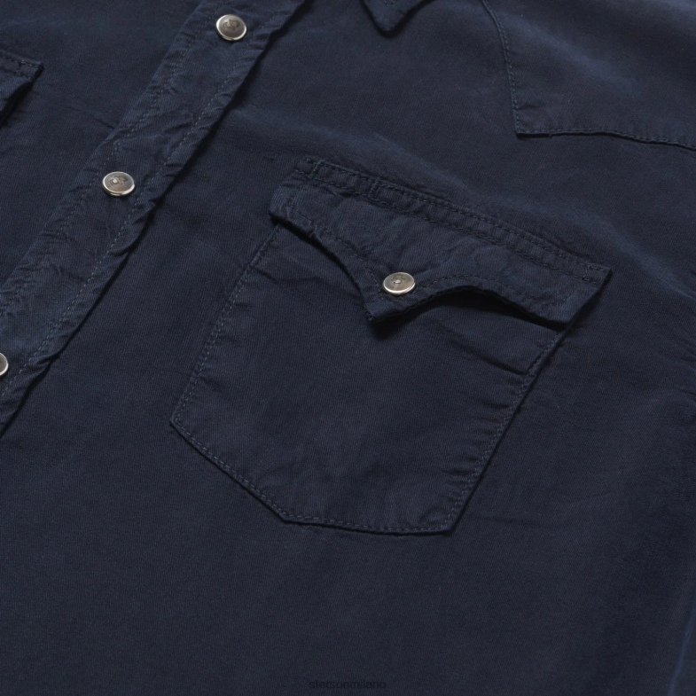 Stetson camicia in twill blu scuro 6BP6J315 abbigliamento blu uomini