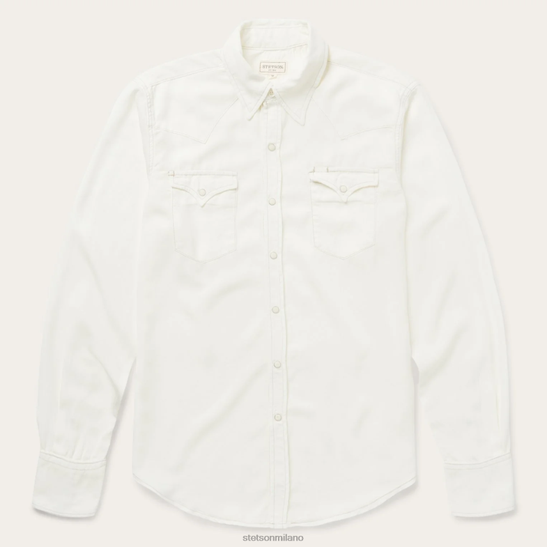 Stetson camicia in twill di tencel color crema 6BP6J307 abbigliamento bianco uomini