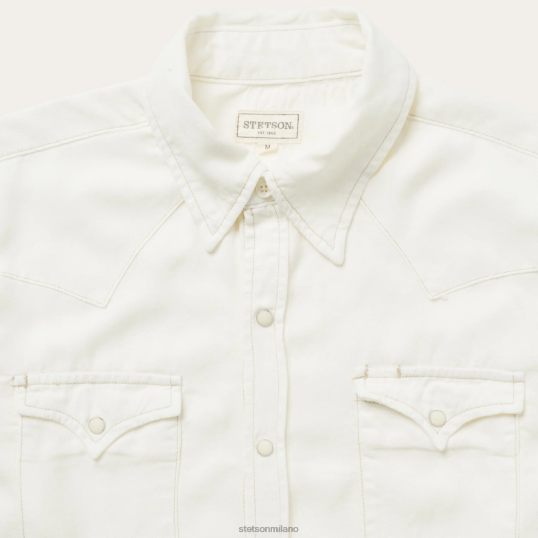 Stetson camicia in twill di tencel color crema 6BP6J307 abbigliamento bianco uomini