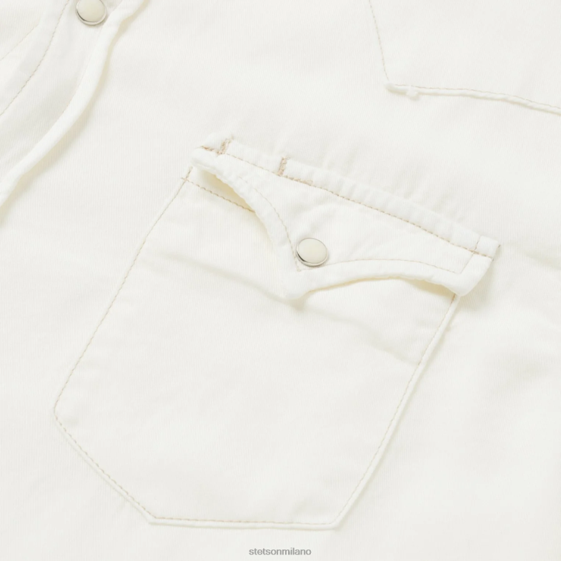 Stetson camicia in twill di tencel color crema 6BP6J307 abbigliamento bianco uomini