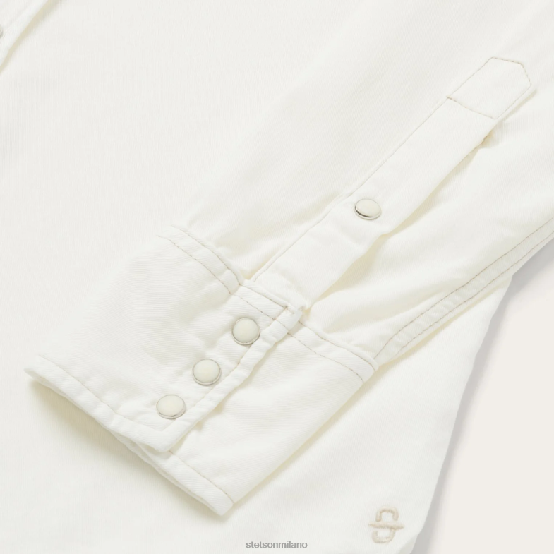 Stetson camicia in twill di tencel color crema 6BP6J307 abbigliamento bianco uomini