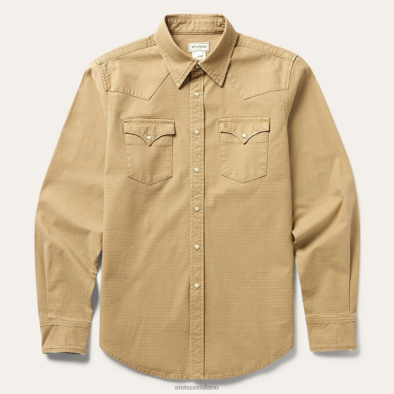 Stetson camicia western a coste premium 6BP6J376 abbigliamento verde uomini
