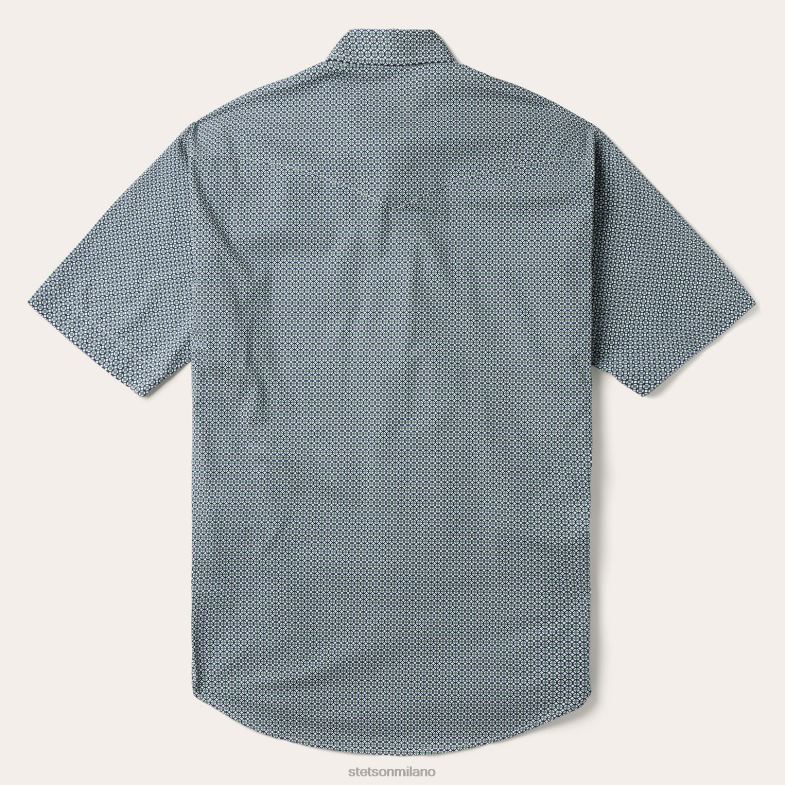 Stetson camicia western a maniche corte con stampa di diamanti circolari 6BP6J305 abbigliamento verde uomini