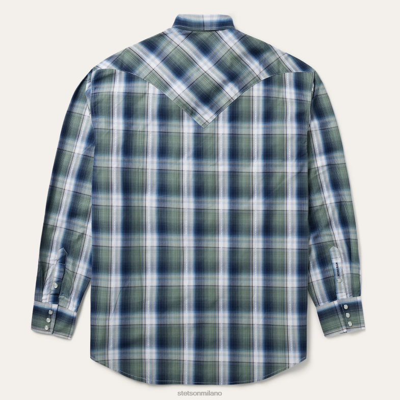 Stetson camicia western a quadri con diamanti fortunati 6BP6J311 abbigliamento verde uomini