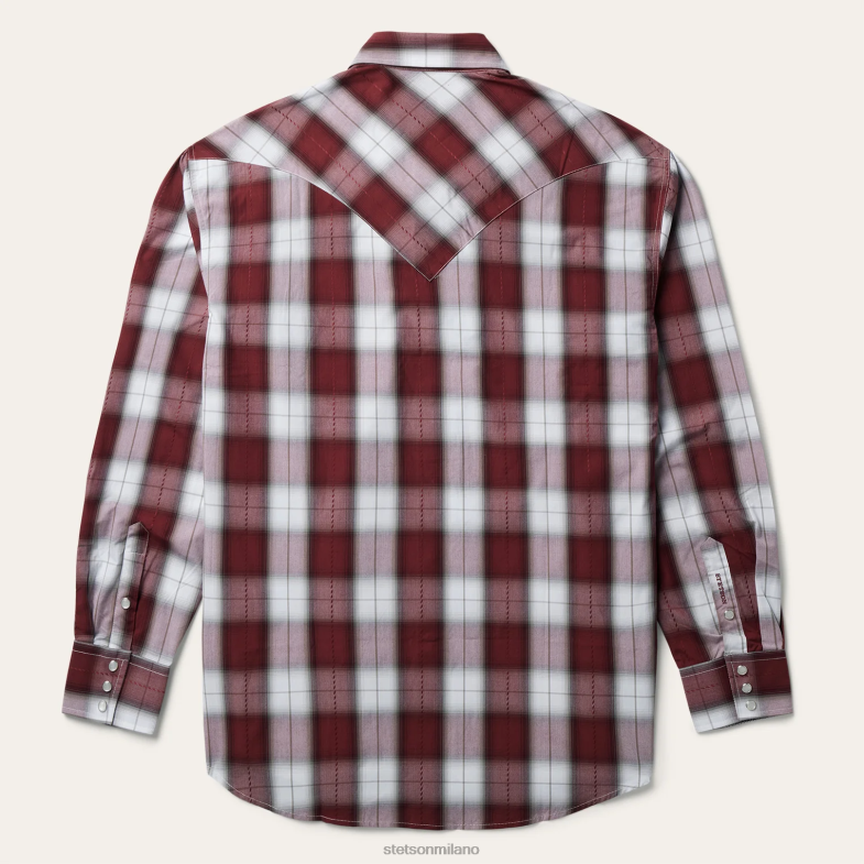 Stetson camicia western a quadri shadow 6BP6J331 abbigliamento vino uomini