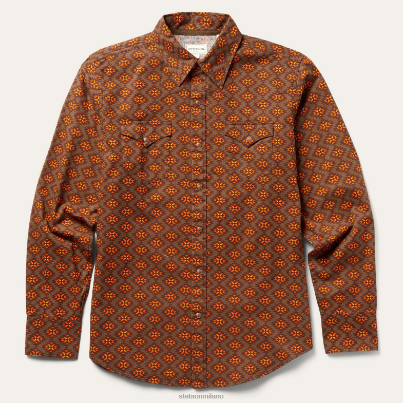 Stetson camicia western con dorso a diamante 6BP6J369 abbigliamento arancia uomini