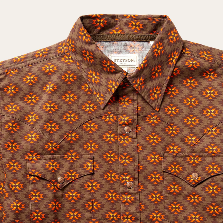 Stetson camicia western con dorso a diamante 6BP6J369 abbigliamento arancia uomini