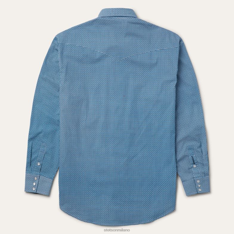 Stetson camicia western con micro stampa 6BP6J351 abbigliamento blu uomini