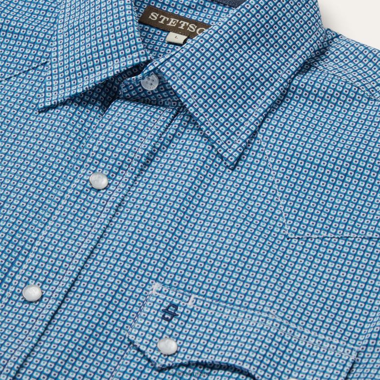 Stetson camicia western con micro stampa 6BP6J351 abbigliamento blu uomini