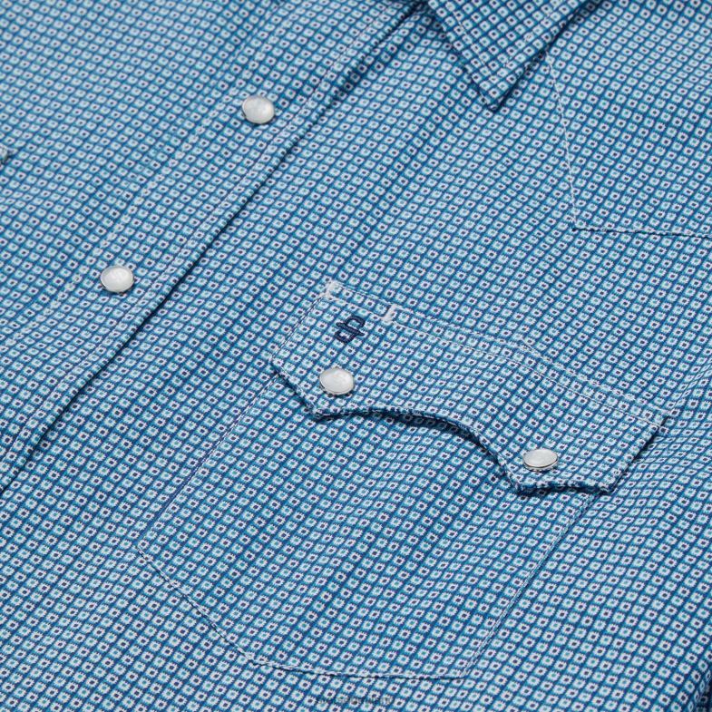 Stetson camicia western con micro stampa 6BP6J351 abbigliamento blu uomini