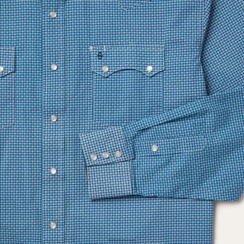 Stetson camicia western con micro stampa 6BP6J351 abbigliamento blu uomini