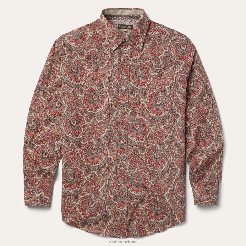 Stetson camicia western con motivo cachemire 6BP6J346 abbigliamento rosso uomini