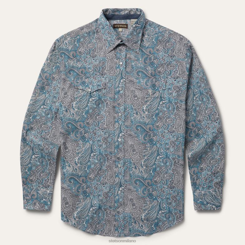 Stetson camicia western con motivo cachemire 6BP6J358 abbigliamento verde uomini