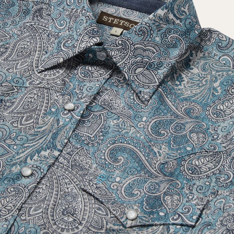 Stetson camicia western con motivo cachemire 6BP6J358 abbigliamento verde uomini