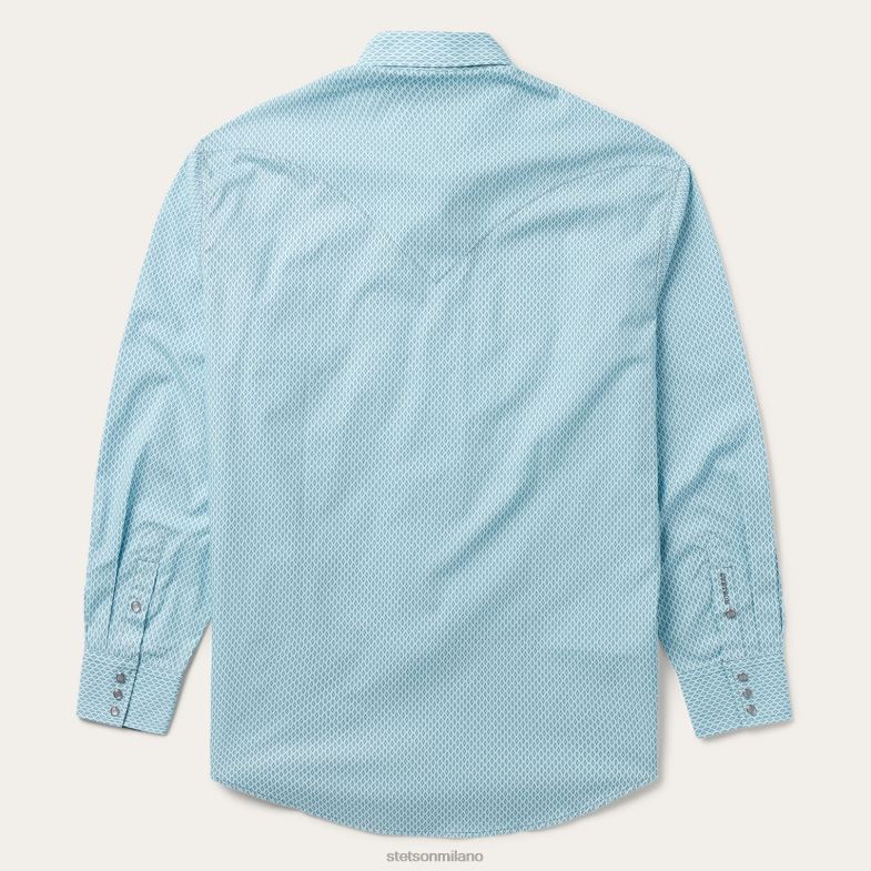Stetson camicia western con stampa accurata di diamanti argentati 6BP6J303 abbigliamento blu uomini