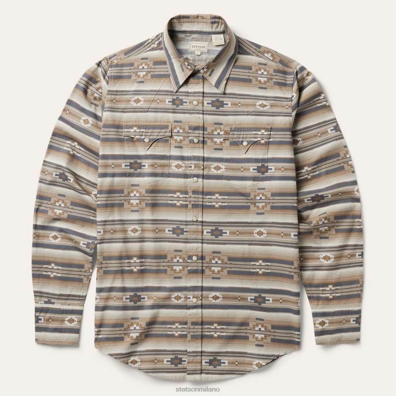 Stetson camicia western con stampa azteca orizzontale 6BP6J309 abbigliamento marrone uomini